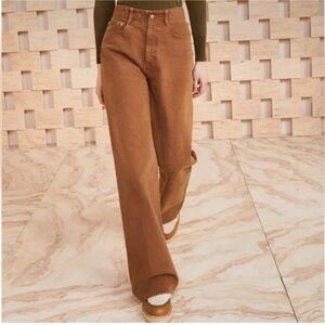 Ulla Johnson Elodie Brown Wide-Leg Jeans